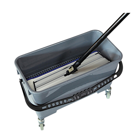 NikCatcher Microfiber Mop Bucket with Lid and Casters, 6-Gallon - Durable Plastic, 21" Gray