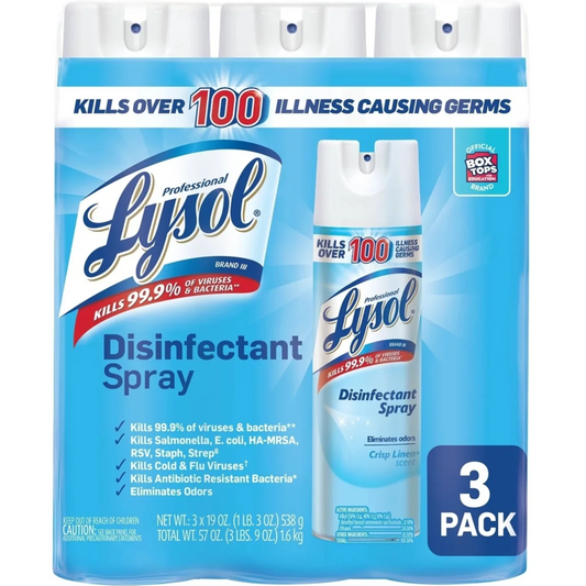 Lysol Disinfectant Spray, Crisp Linen Scent, 19 fl oz