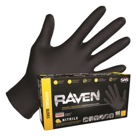SAS Raven 7 Mil Nitrile Powder-Free Disposable Gloves, X-Large