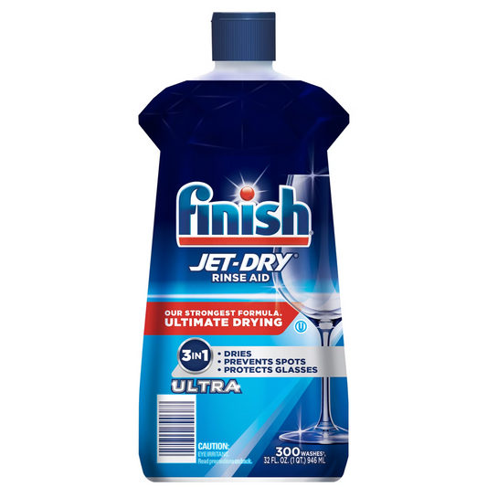 Finish Jet-Dry Ultra Rinse Aid, Dishwasher Rinse & Drying Agent (32 fl. oz.) – Spot-Free & Brilliant Shine