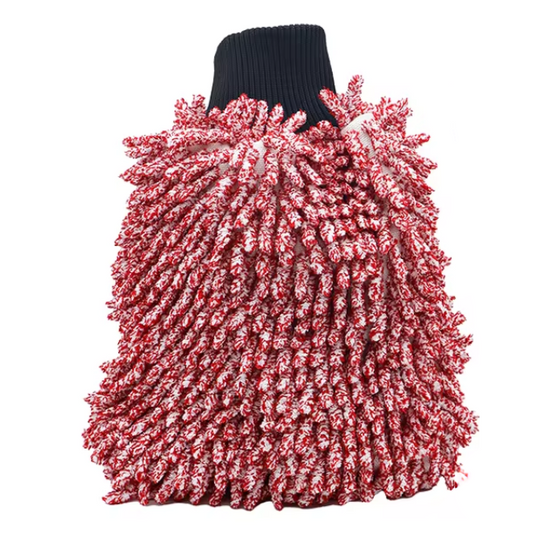NikCatcher Autobright Large Red Double-Sided Chenille Microfiber Car Wash Glove – Non-Scratch, High Absorbency Detailing Mitt for Auto Care