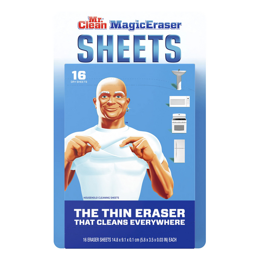 Mr. Clean Thin Sheets Magic Eraser Scouring Sponge Wipes – 16 Count, Disposable Cleaning Sheets for Tough Stains