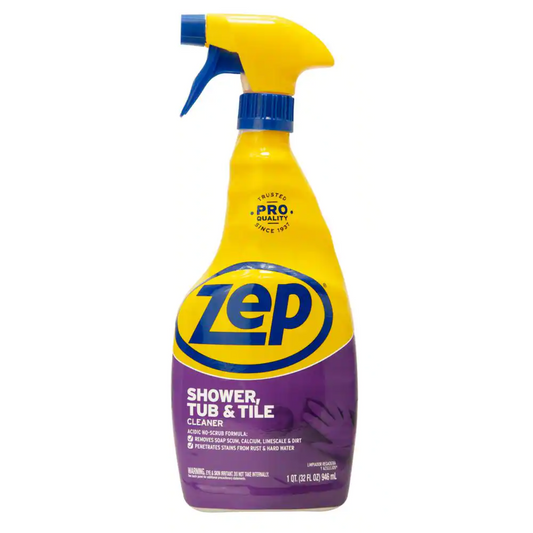 ZEP Shower, Tub and Tile Cleaner - Powerful Hard Water Stain and Rust Remover, 32 Oz