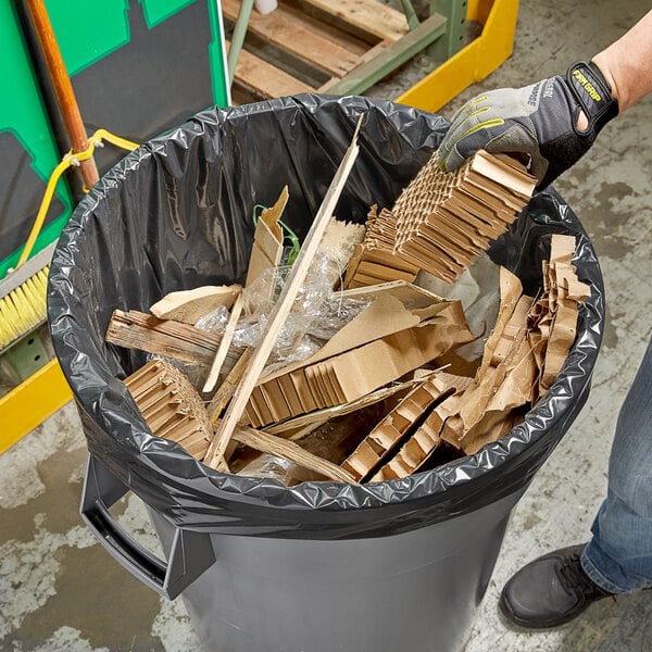 Lavex Pro 55 Gallon 3 Mil 38" x 58" Low Density Heavy-Duty Industrial Contractor Black Trash Bag Can Liner - 50/Case