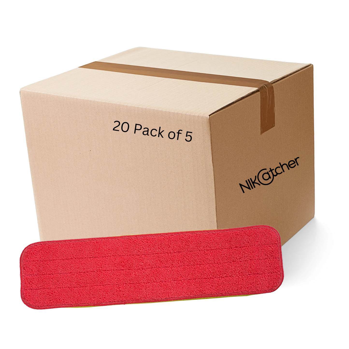 NikCatcher 18" Microfiber Flat Mop Pads Hook & Loop Mop - Pack of 5