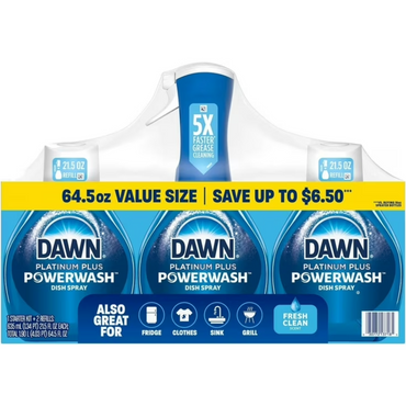 Dawn Platinum Powerwash Dish Spray & Refill Set, Fresh Scent (1 Spray + 2 Refills)