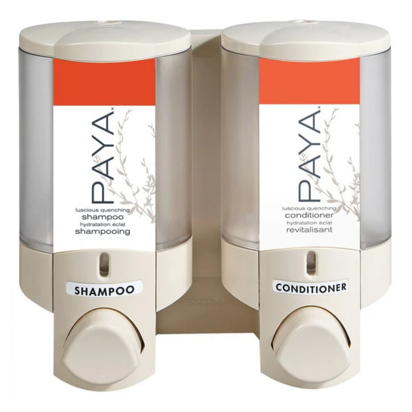PAYA Chrome 2-Chamber Wall-Mounted Soap Dispenser – 20 oz Translucent Bottles