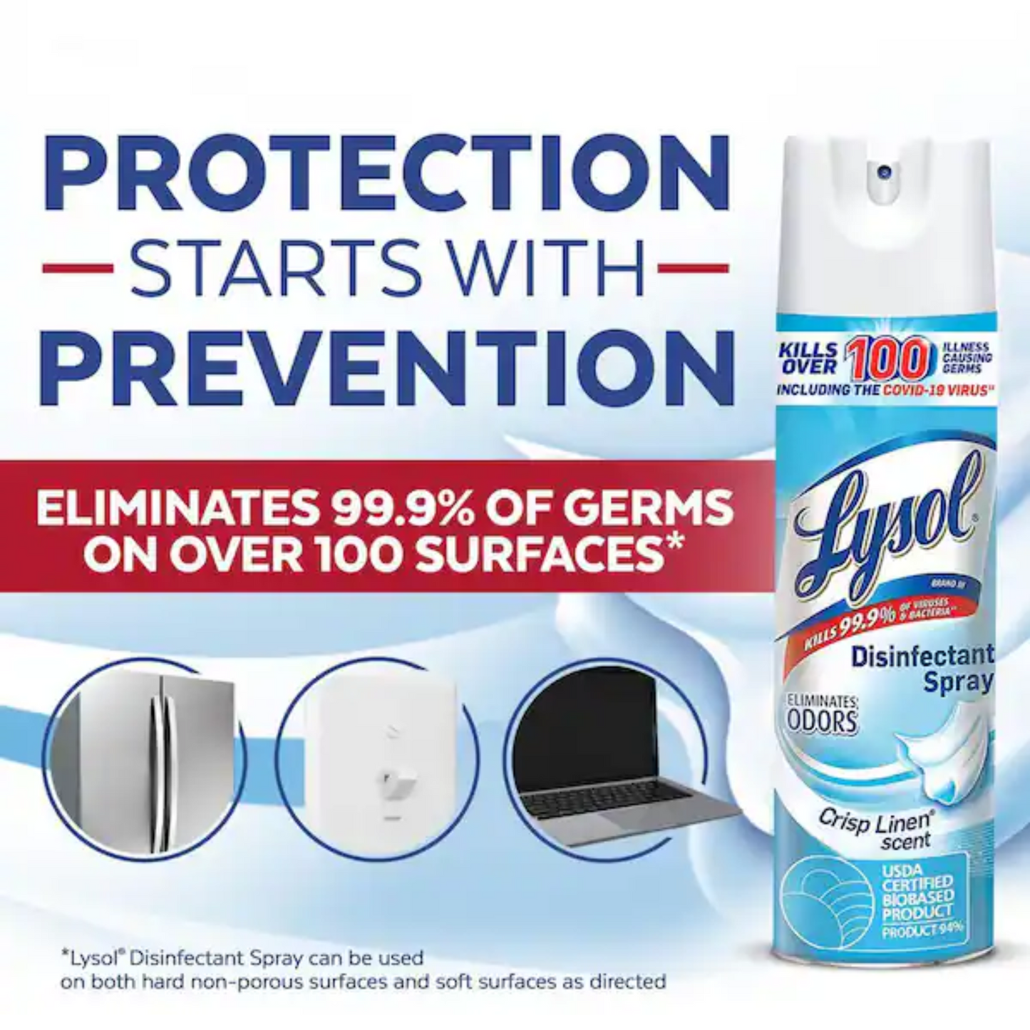 Lysol Disinfectant Spray, Crisp Linen Scent, 19 fl oz