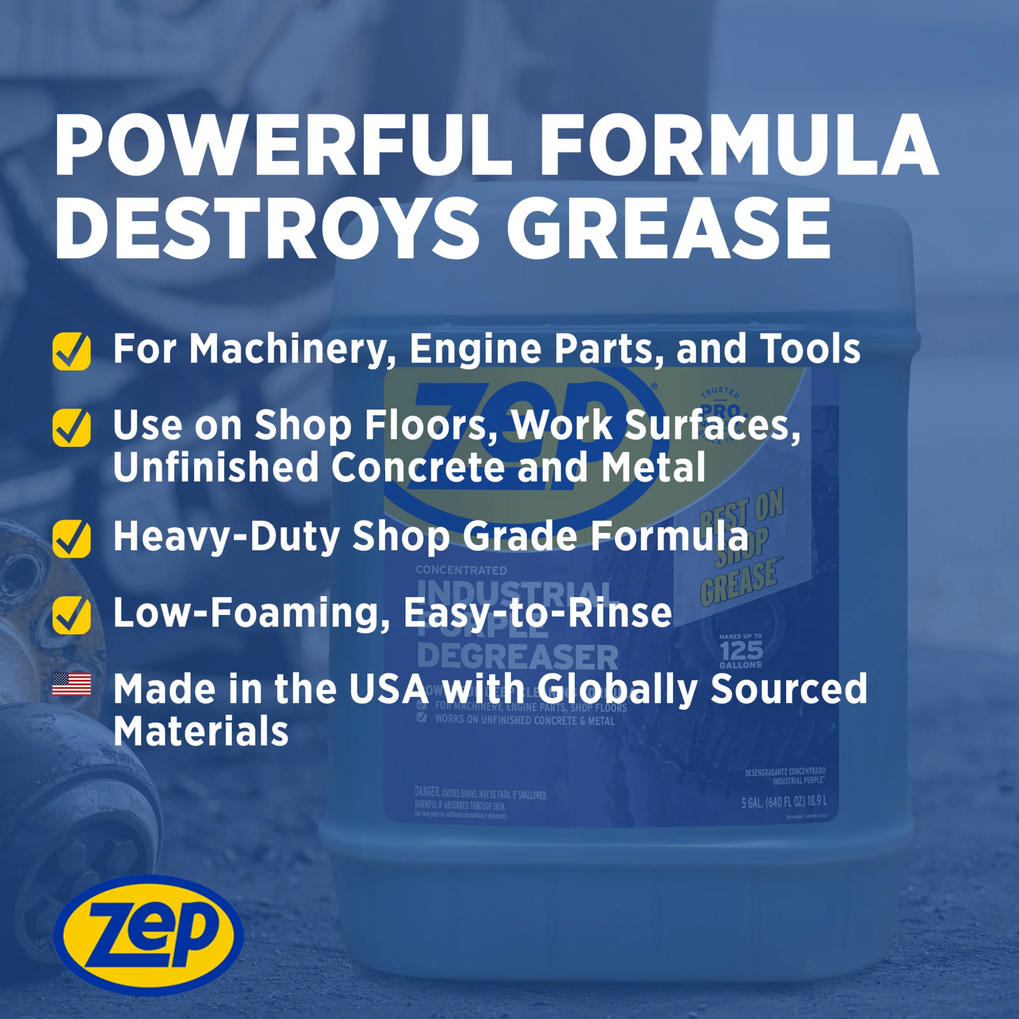 ZEP Industrial Purple Degreaser, 5-Gallon - Low-Foaming Formula for Commercial Cleaning