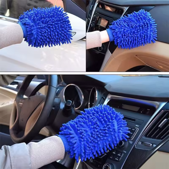 NikCatcher Car Wash Gloves – Chenille Coral Fleece Washing Mitts for Auto Detailing and Dust Removal