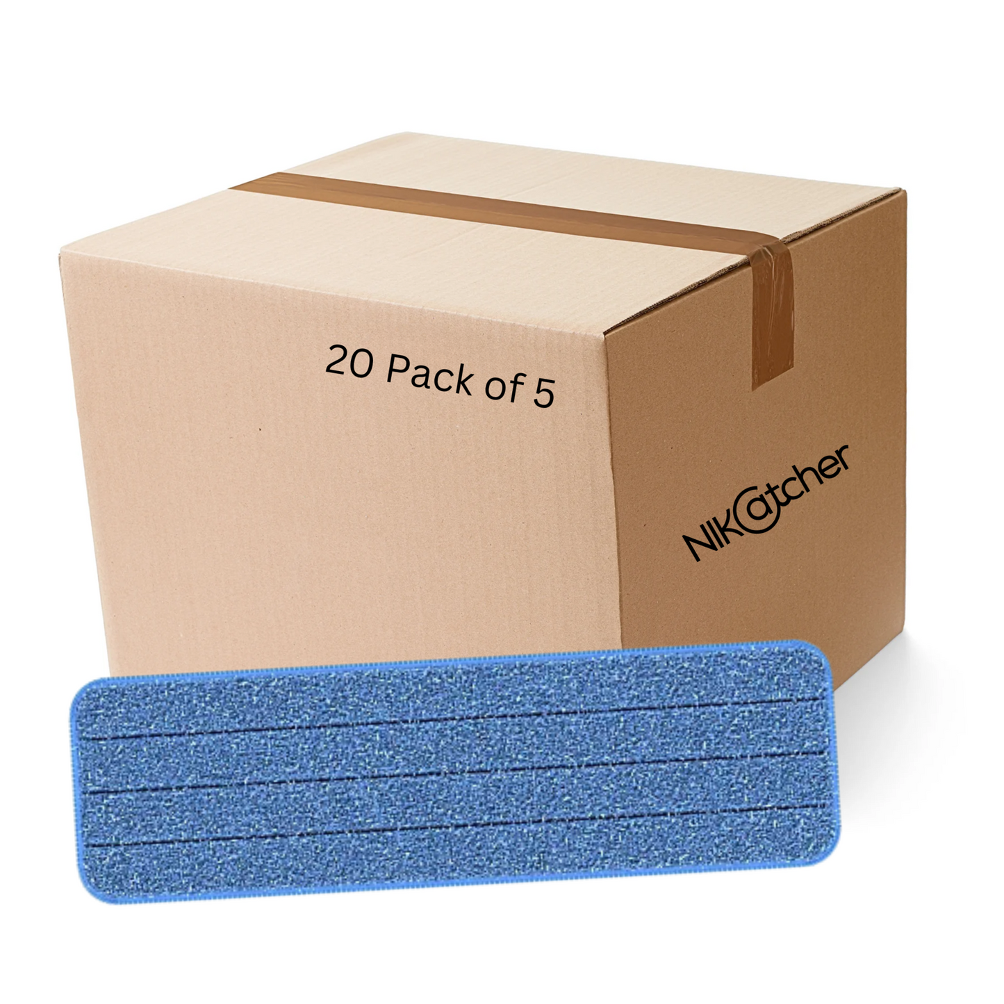 NikCatcher 18" Microfiber Flat Mop Pads Hook & Loop Mop - Pack of 5