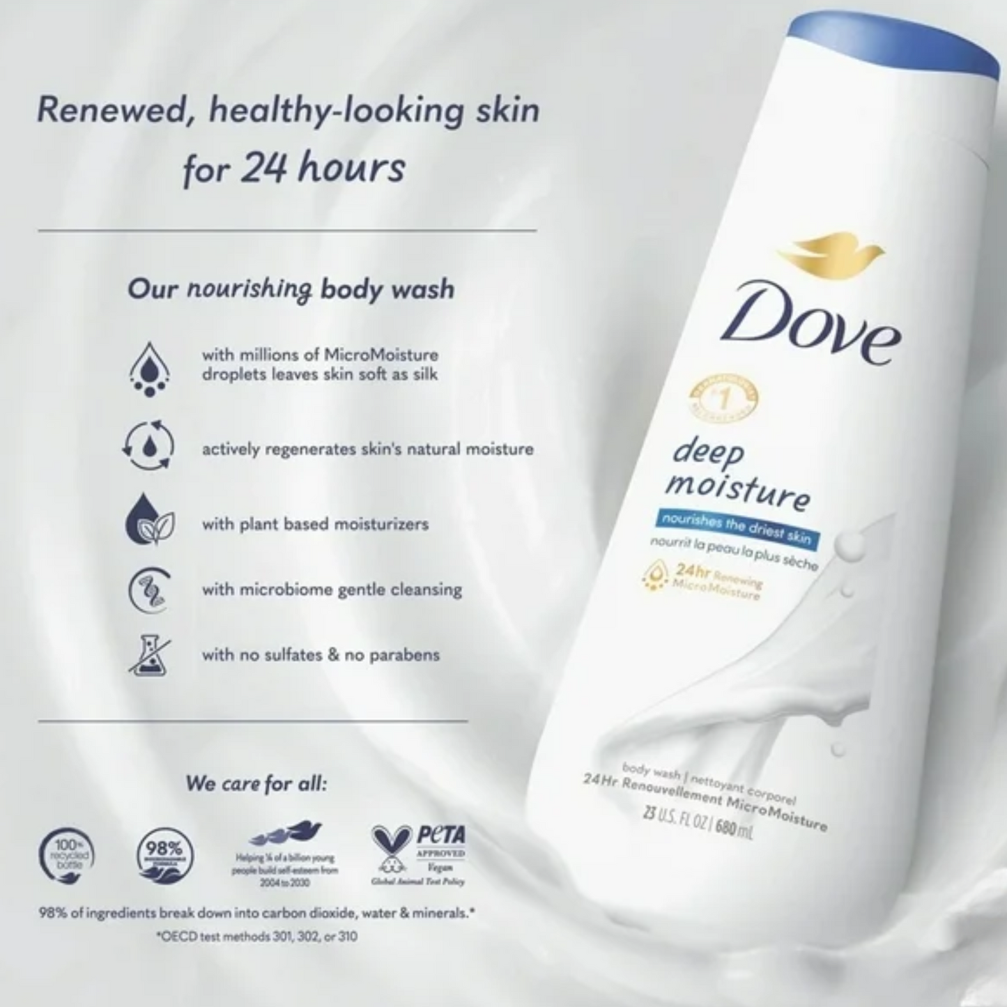 Dove Nourishing Body Wash, Deep Moisture, 24-Hour Hydration
