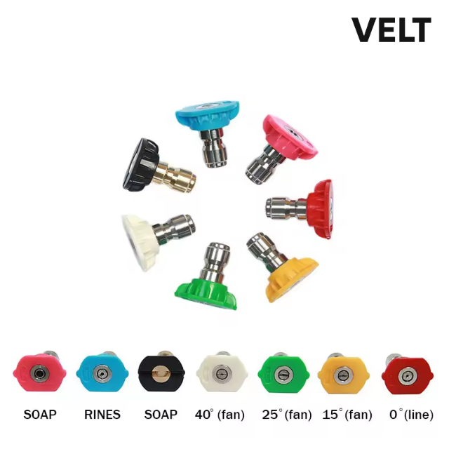 Velt 1/4" Quick Connect Nozzle Holder Set for Pressure Washers – 4000 PSI Spray Tip Holder with 7 Slots & Tips – Lightweight Wand Extension Lance for Easy Access and Storage
