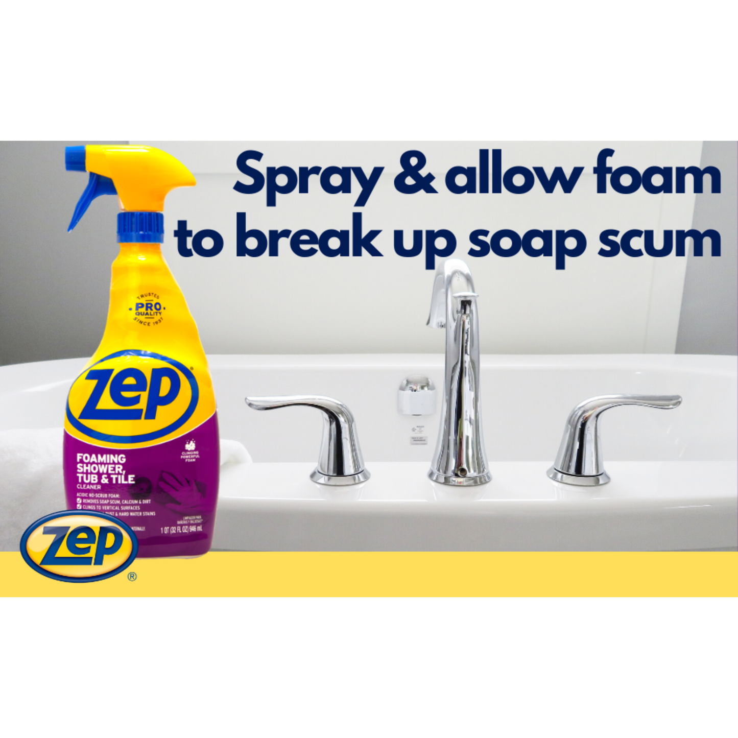 ZEP Shower, Tub and Tile Cleaner - Powerful Hard Water Stain and Rust Remover, 32 Oz