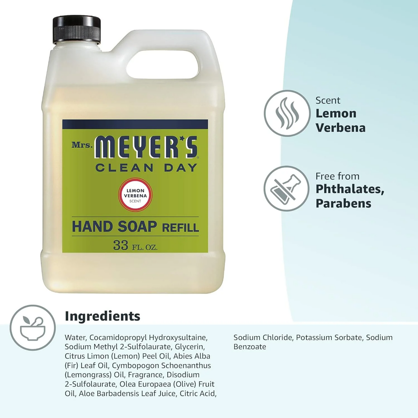 Mrs. Meyer's Clean Day Lemon Verbena Scented Hand Soap Refill, 33 oz.