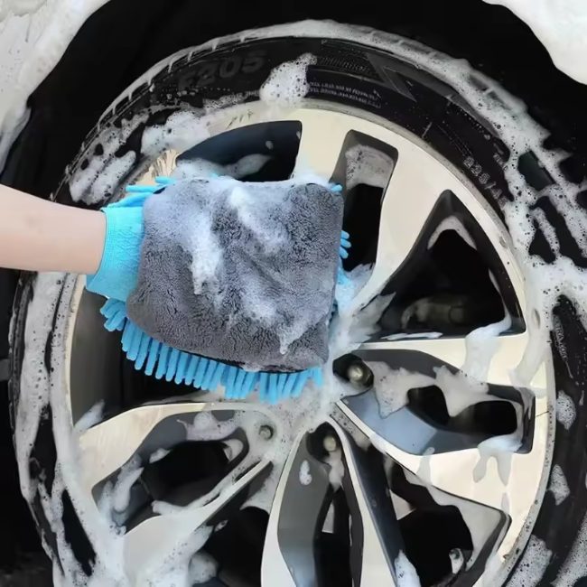 NikCatcher Microfiber Car Wash Gloves – Chenille Waterproof Double-Faced Mitt with Soft Mesh Back for Wax Detailing and Car Cleaning