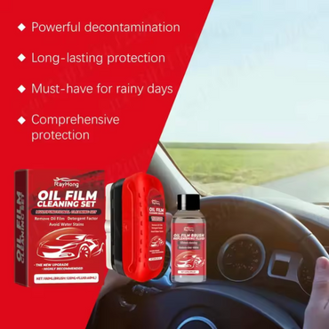 Ray Hong Car Windshield Oil Film Cleaner – Glass Cleaning Board & Wipe Brush for Removing Oil Film, Smudges, and Road Grime