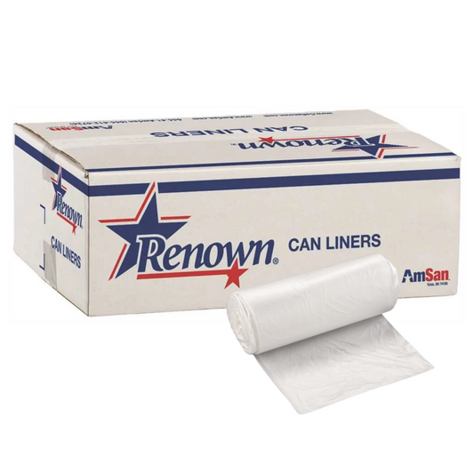 Renown 56 Gal. 16 Mic 43 in. x 48 in. Natural Can Liner (25 per Roll, 8 Rolls per Case)