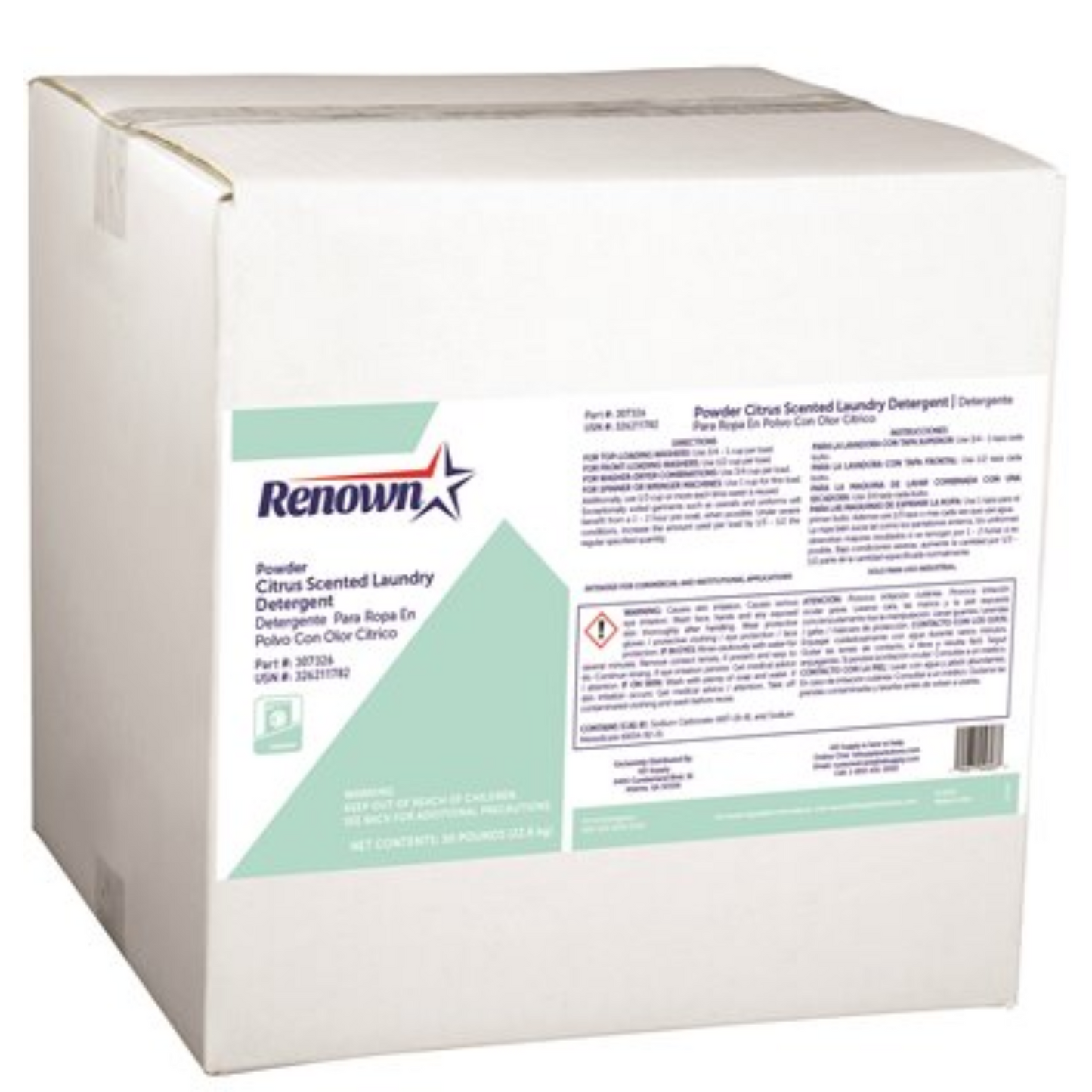 Renown 50 lbs. Powder Citrus Scented Laundry Detergent – Institutional Use