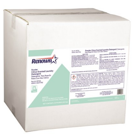 Renown 50 lbs. Powder Citrus Scented Laundry Detergent – Institutional Use