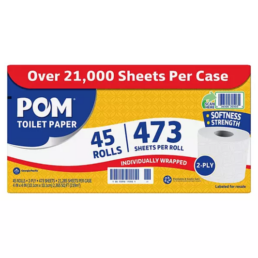 POM 2-Ply Toilet Paper - 45 Rolls, 473 Sheets per Roll