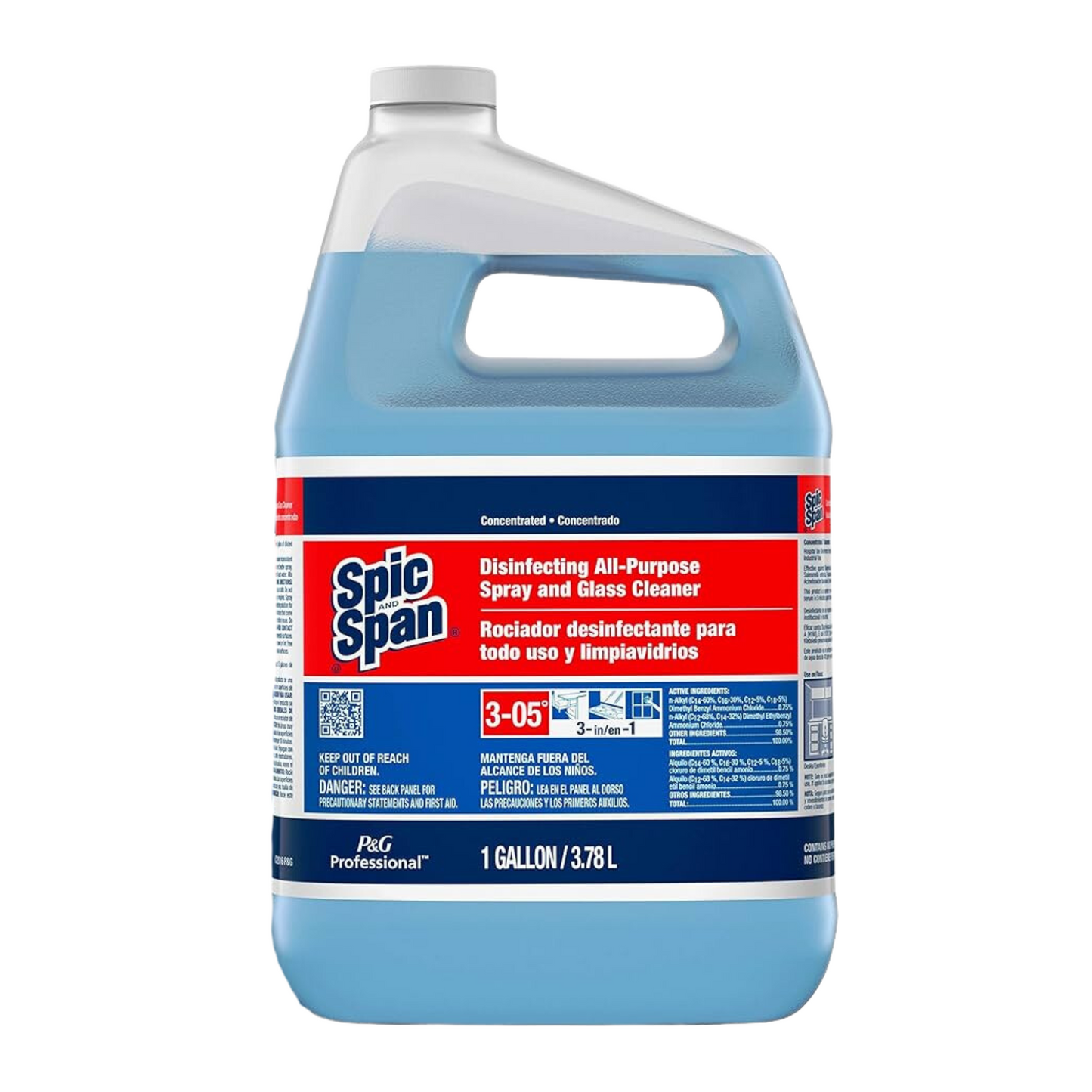 Spic and Span 1 Gal. Concentrate – 3-in-1 All-Purpose, Glass Cleaner, and Disinfectant with Spray Bottle