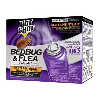 Hot Shot Bedbug and Flea Fogger (3-Pack) – Long-Lasting Pest Control Solution