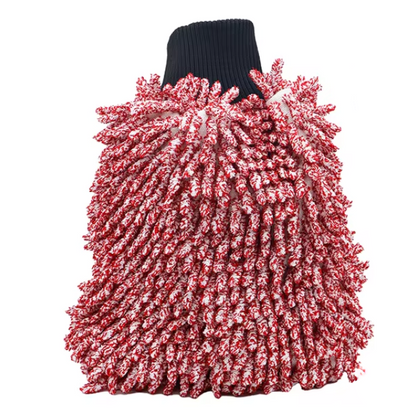 NikCatcher Autobright Large Red Double-Sided Chenille Microfiber Car Wash Glove – Non-Scratch, High Absorbency Detailing Mitt for Auto Care