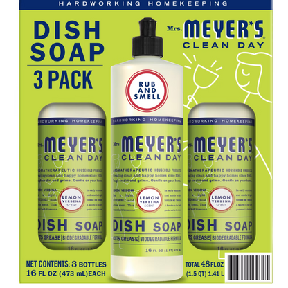 Mrs. Meyer's Clean Day Liquid Dish Soap, Lemon Verbena Scent, 16 oz.