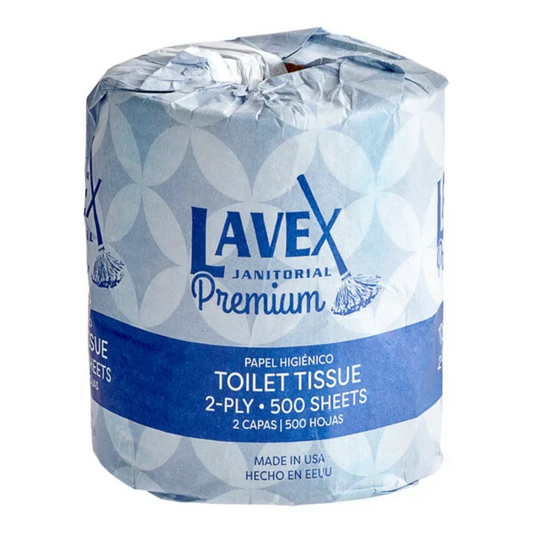 Lavex Premium 2-Ply Toilet Paper Roll, 500 Sheets, Individually Wrapped