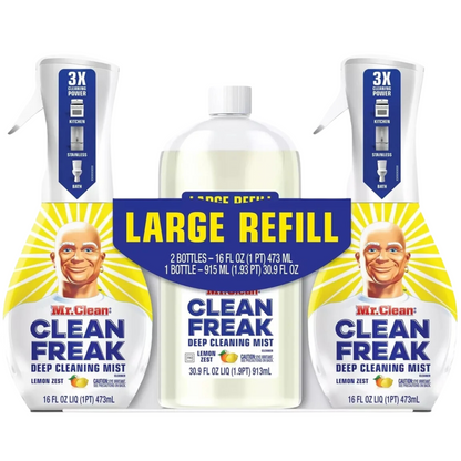 Mr. Clean Clean Freak Multi-Surface Spray + Refill, Lemon Zest – 62.9 fl. oz.