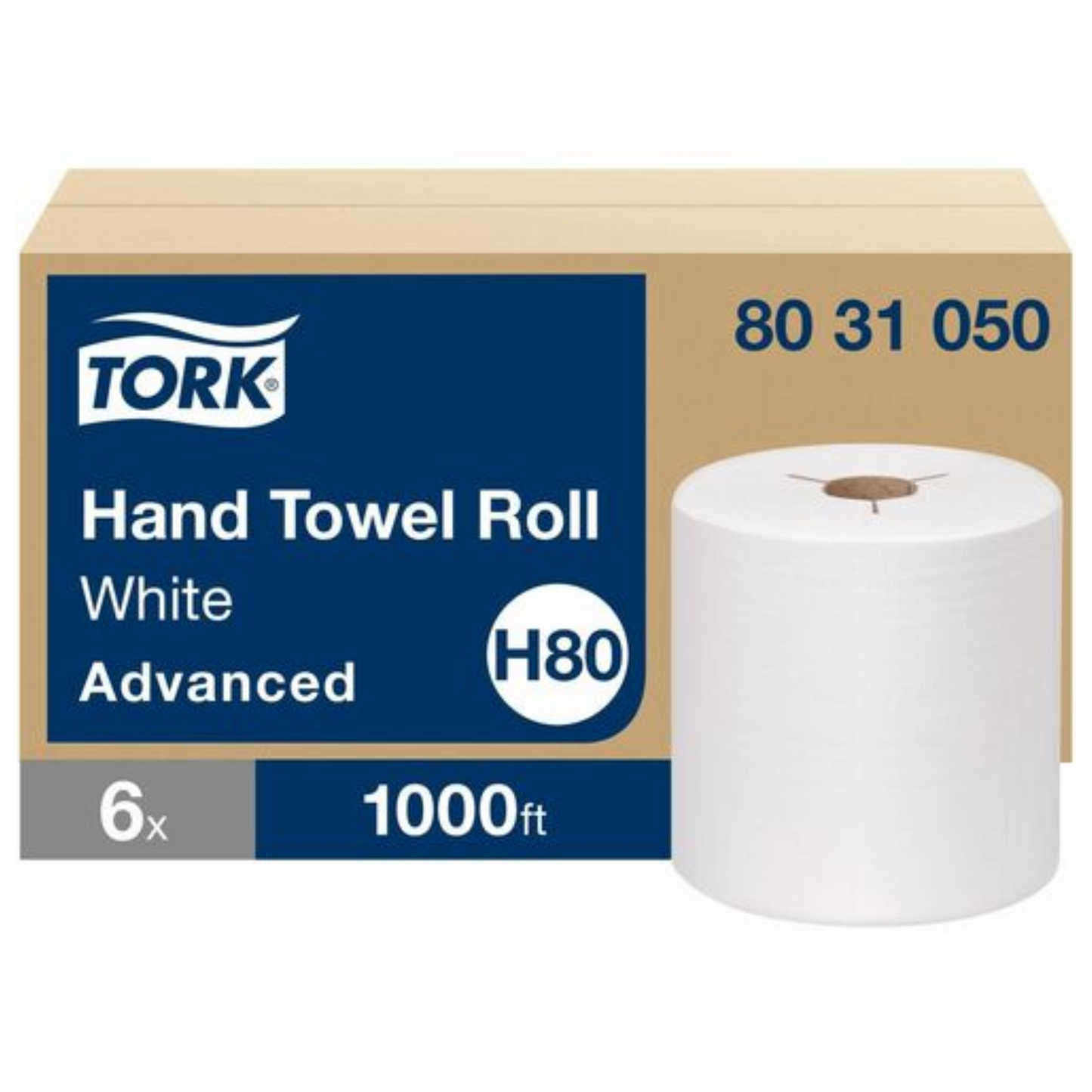 Tork® H80 Hand Paper Towel Roll - White 1-Ply (6 Rolls x 1000 ft)