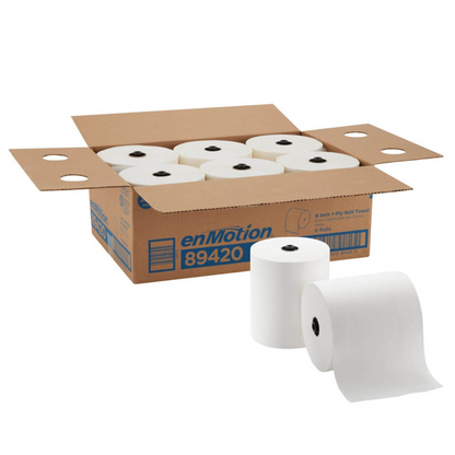 enMotion 8" White 1-Ply Paper Towel Rolls (6 Rolls per Case)