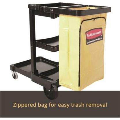 Rubbermaid Commercial Janitorial Cleaning Cart with Zippered Yellow Vinyl Bag