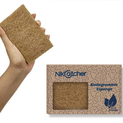 Nikcatcher Biodegradable Coconut Scrubber Sponge – 100% Wood Pulp and Coconut Fiber, 3-Pack