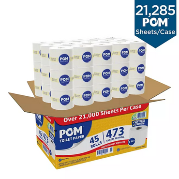 POM 2-Ply Toilet Paper - 45 Rolls, 473 Sheets per Roll