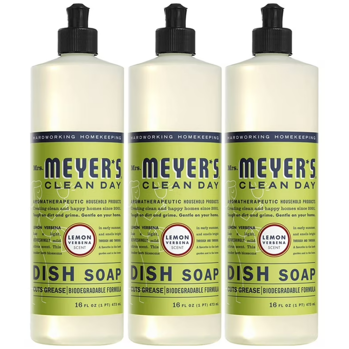 Mrs. Meyer's Clean Day Liquid Dish Soap, Lemon Verbena Scent, 16 oz.