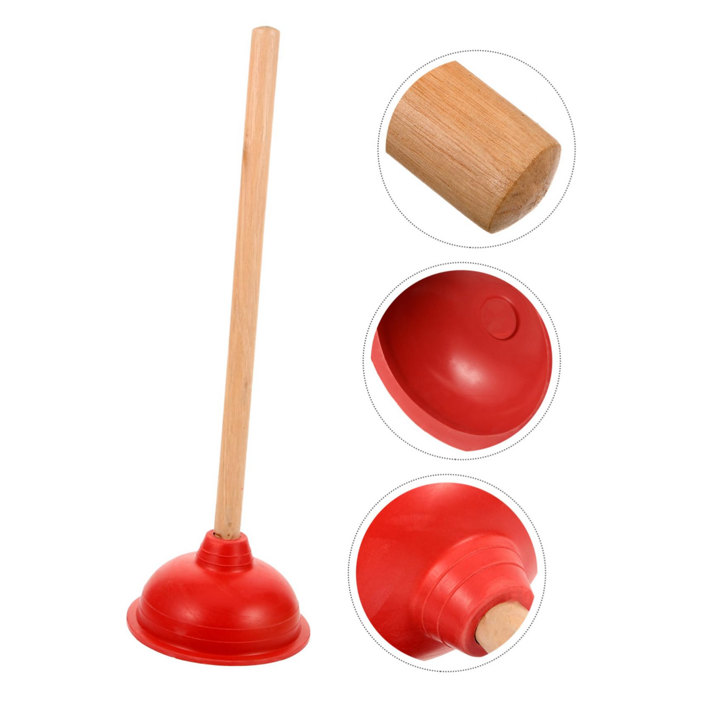 NikCatcher 6-Inch Force Cup Plunger with 18-Inch Wooden Handle