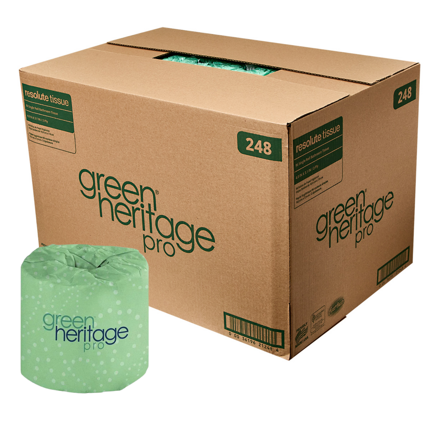 Green Heritage 2-Ply White 100% Recycled Bathroom Tissue (400-Sheets/Roll, 96-Rolls/Case)