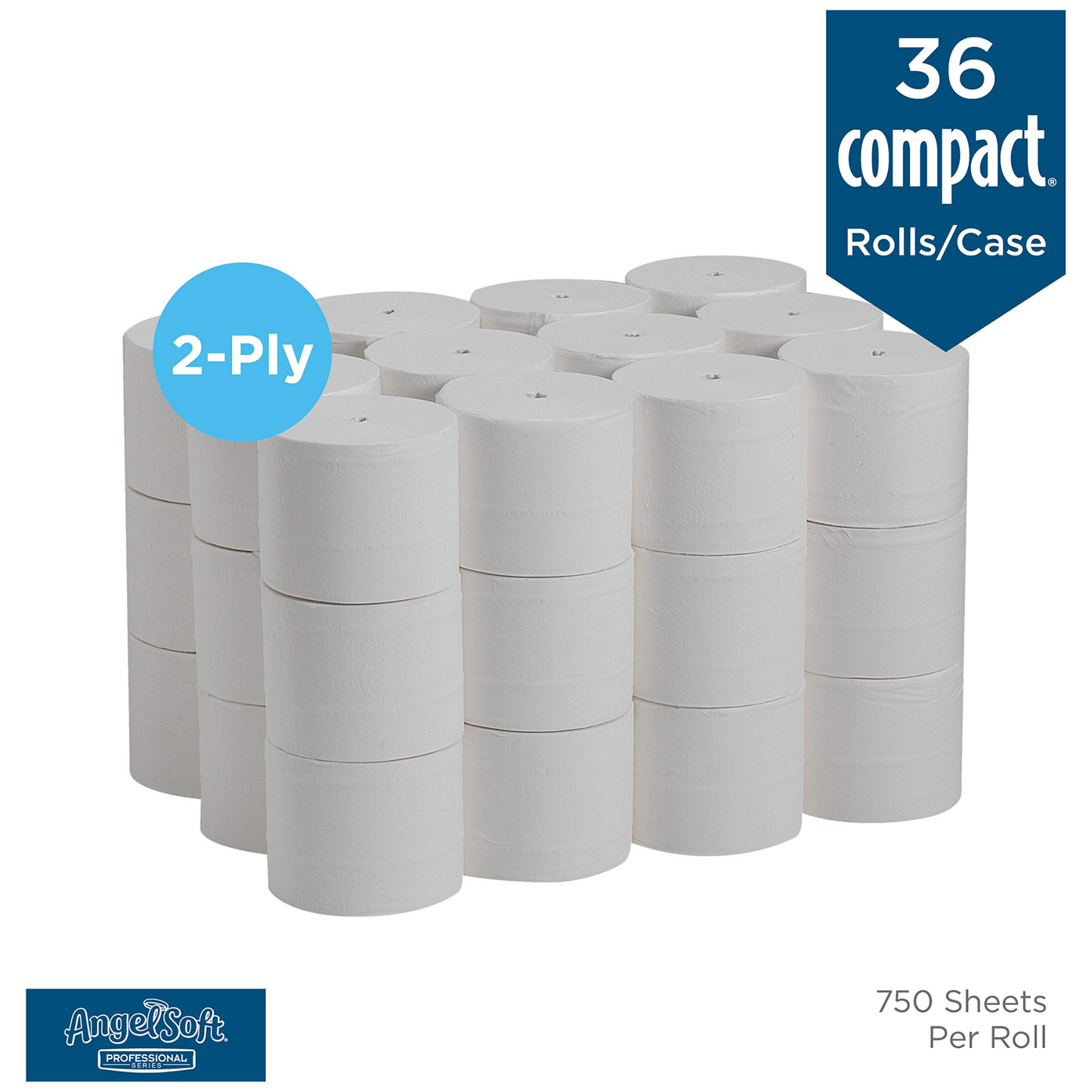 Georgia Pacific Compact Premium Embossed Coreless 2-Ply Toilet Paper – 750 Sheets per Roll, 36 Rolls per Case