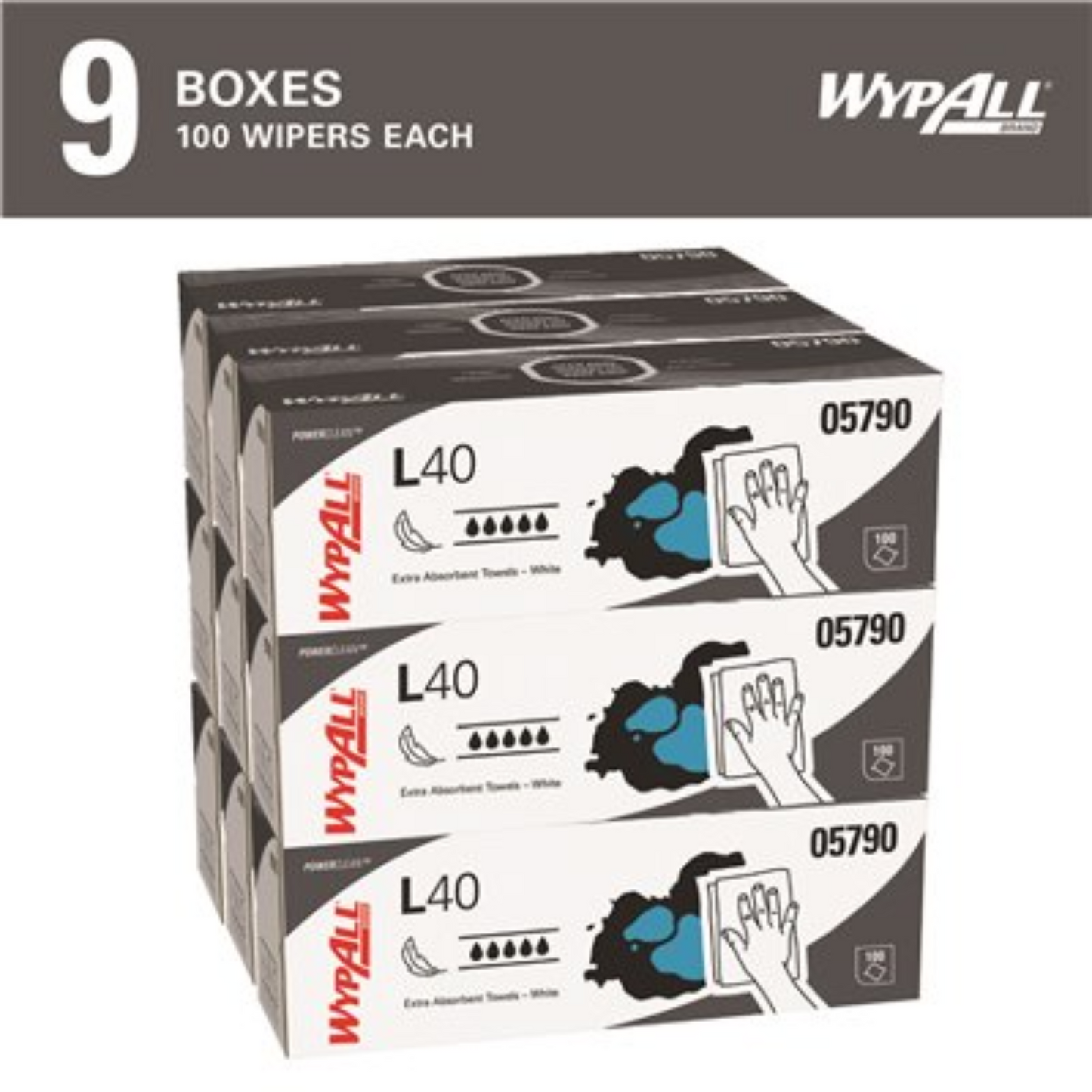 WYPALL L40 White Disposable Cleaning & Drying Towels – 9 Boxes/Case (100-Sheets/Box, 900-Sheets Total)