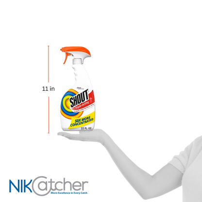 NikCatcher Laundry Brush Stain Remover with Shout Triple-Acting Stain Removing Spray 22 Oz (2 Pack) - Powerful Stain Removal Bundle