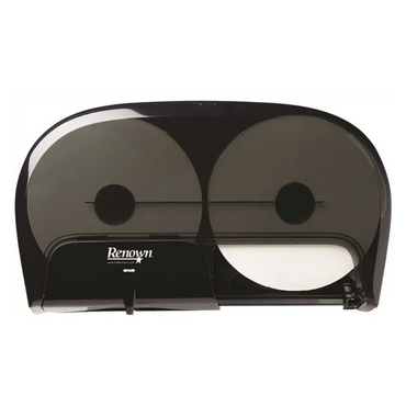 Renown Jr Jumbo Black Twin Toilet Paper Dispenser - 9" Roll Capacity with Key Lock