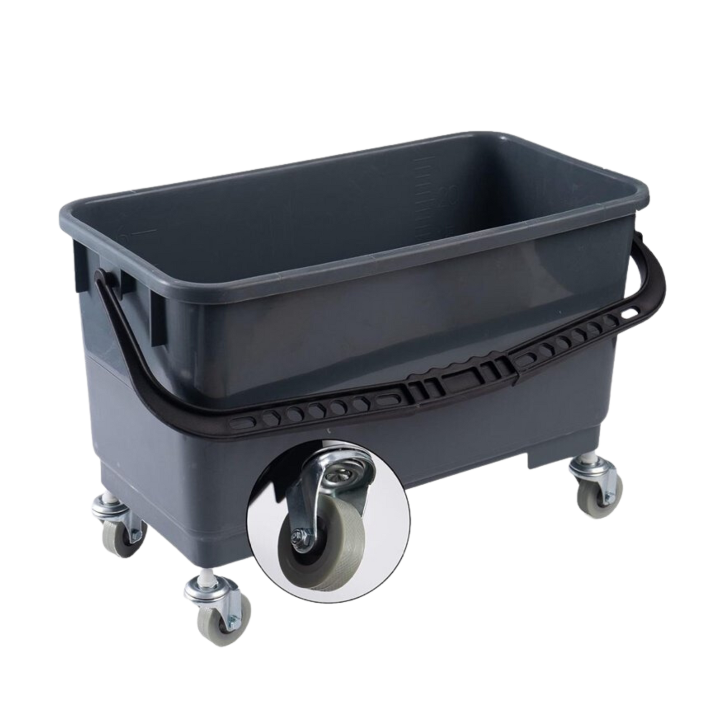 NikCatcher Microfiber Mop Bucket with Lid and Casters, 6-Gallon - Durable Plastic, 21" Gray