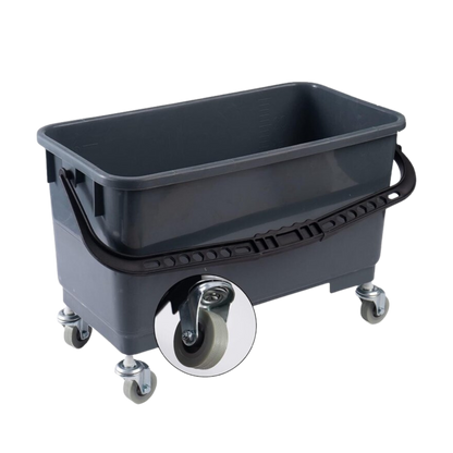 NikCatcher Microfiber Mop Bucket with Lid and Casters, 6-Gallon - Durable Plastic, 21" Gray