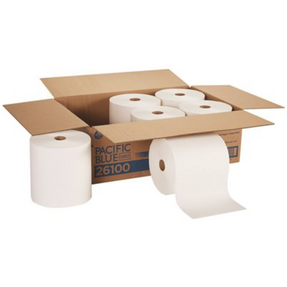 Pacific Blue Select 1000 ft. White Recycled Paper Towel Roll - 6 Rolls/Case