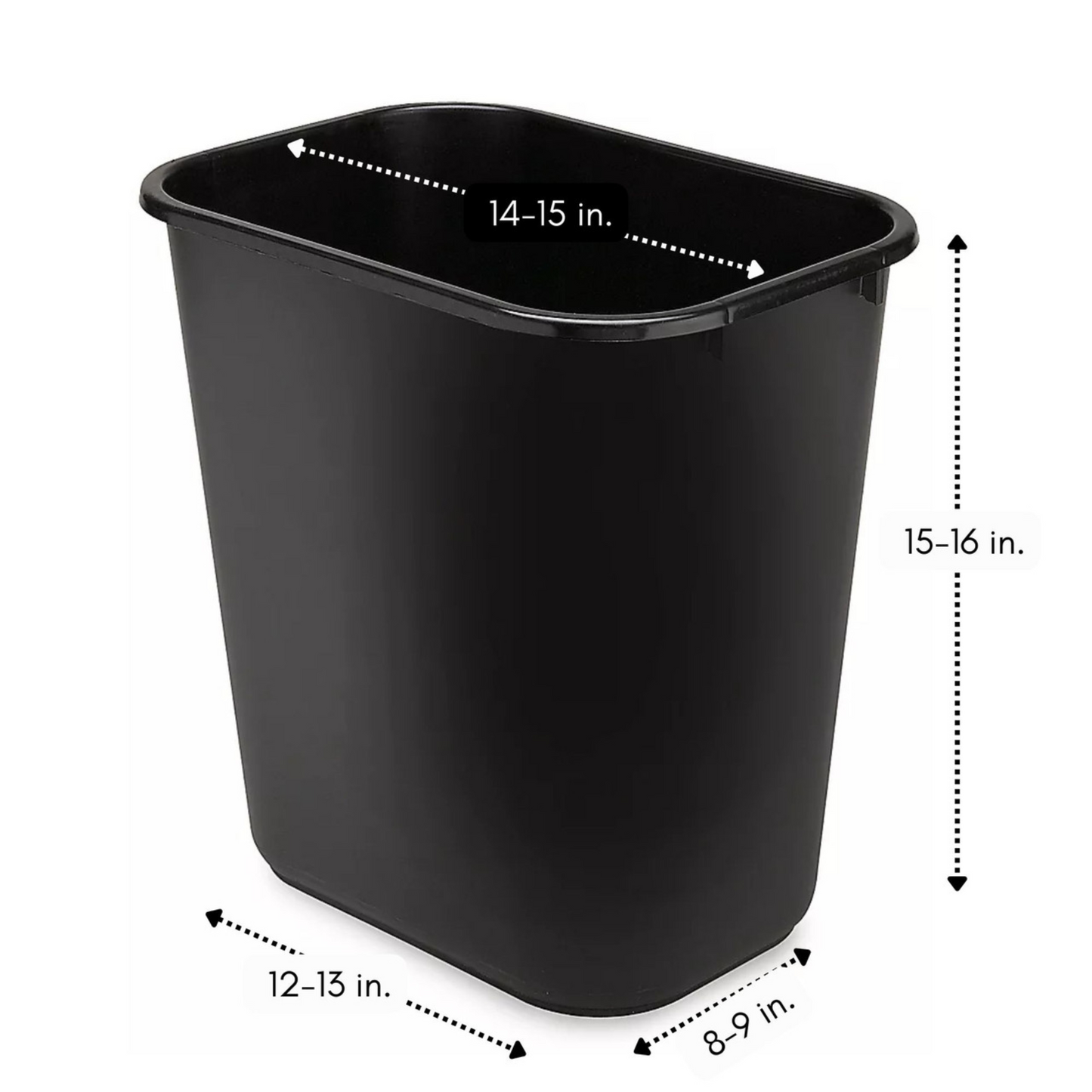 Rubbermaid Commercial 7-Gallon Black Rectangular Trash Can – Space-Saving and Durable