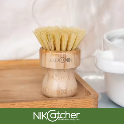 Nikcatcher Bamboo Cleaning Brush with Natural Sisal Coconut Palm Fiber