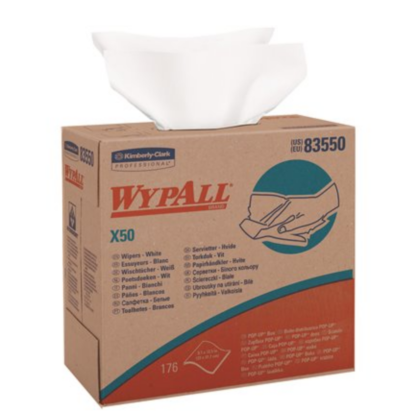 WYPALL X50 White Disposable Cloths – 10 Boxes/Case, 1,760 Sheets Total