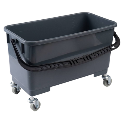 NikCatcher Microfiber Mop Bucket with Lid and Casters, 6-Gallon - Durable Plastic, 21" Gray